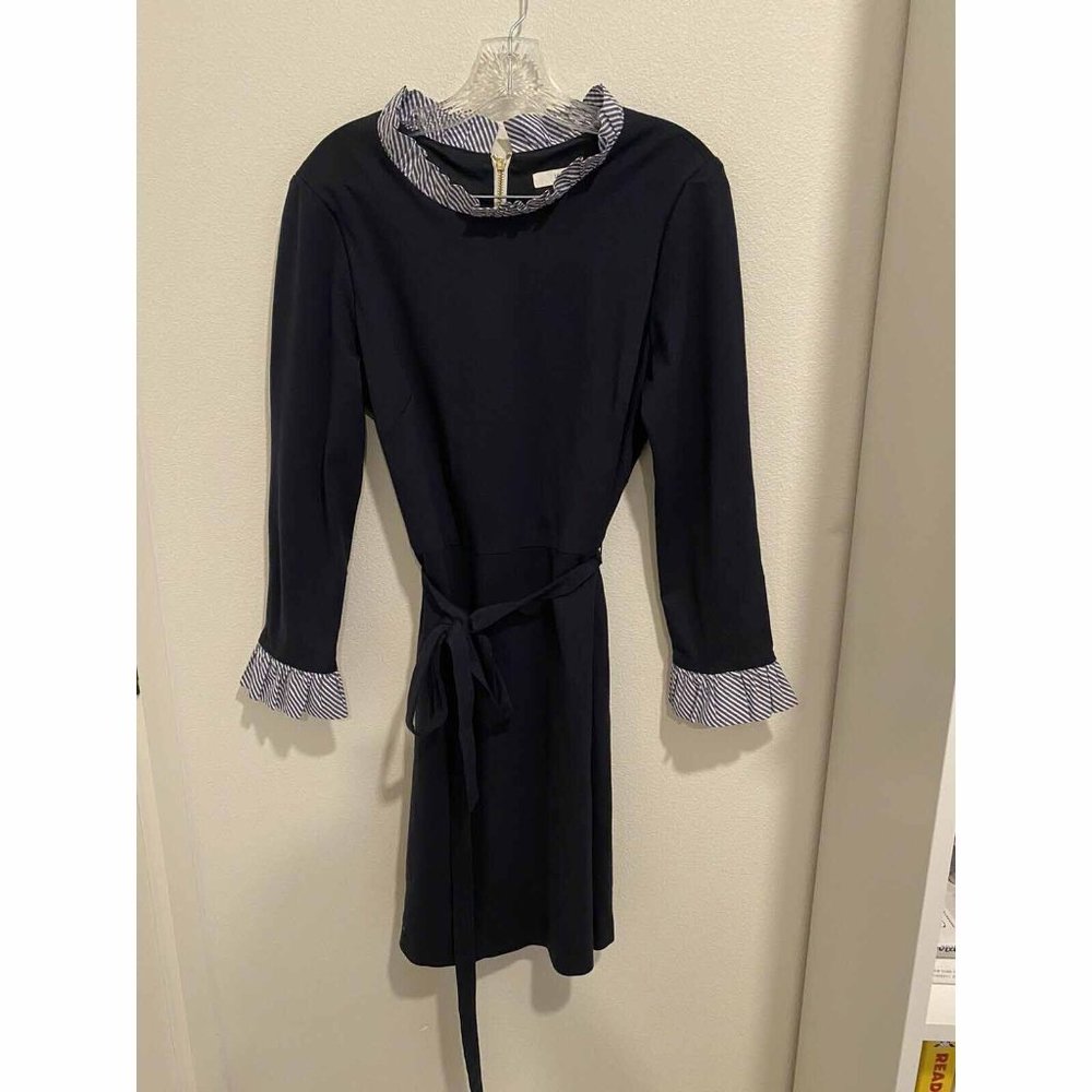 1901 Built In Stripe Collar Shirt Dress Belted Work Size  14 - Picture 5 of 7